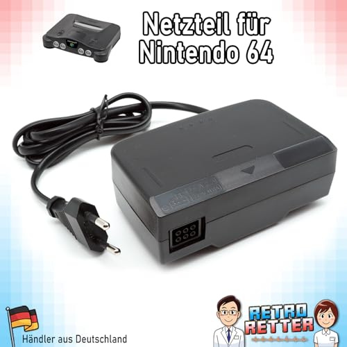 RetroRetter Netzteil DE/EU für Nintendo 64 / N64 Konsole - AC Adapter Strom Adapter Netz Kabel