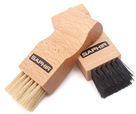SAPHIR Pommadier Polish Applicator Brush, Black & Natural Set