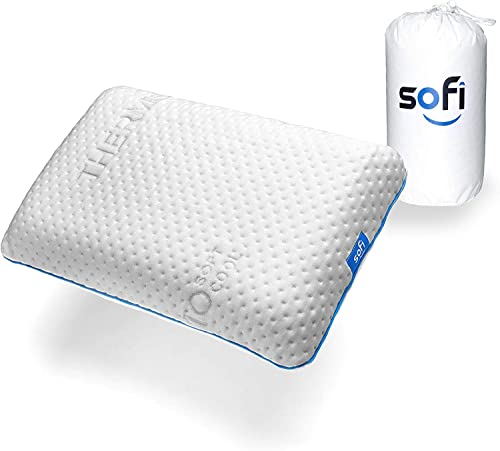 sofi HWS Reisekissen – [Orthopädisches Kissen] ergonomisches Kopfkissen gegen Nackenschmerzen, Nackenkissen Memory Foam für Bett & Reise, Thermoregulierender Bezug – Weiß