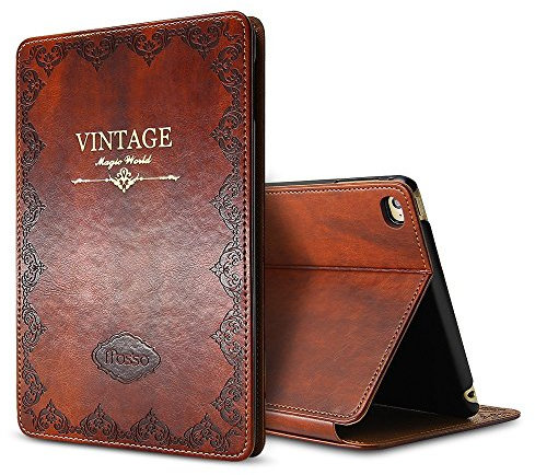 New iPad 2017 iPad 9.7 inch Case, Miniko(TM) Modern Vintage Book Style Ultra Slim Premium PU Leather Smart Case Cover with Auto Sleep Wake Function Multi Angle Stand for Apple New iPad 9.7 (Brown)