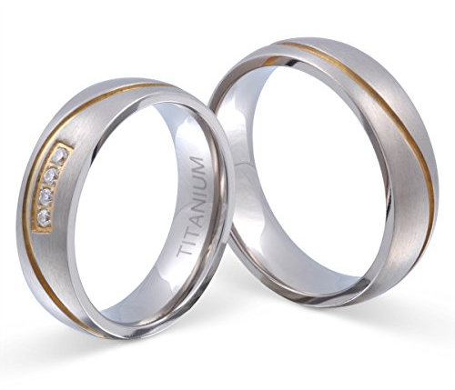 Titanringe Partnerringe Trauringe - inkl. WUNSCHGRAVUR - Titan Zirkonia 56-66 T15HD - mit AMAZON KONFIGURATOR direkt online gestalten !