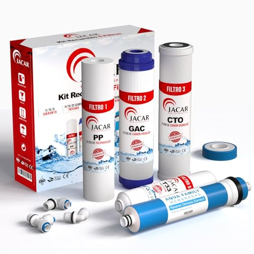 JACAR - Membrane Pack Filtri per osmosi inversa con 5 stadi universali | Compatibile con tutti i sistemi di osmosi | Ricambi filtri osmosi | Depuratore acqua osmosi depuratore acqua osmosi inversa