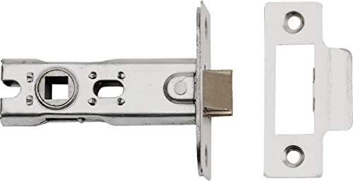 Soft Close Tubular Mortice Door Latch Stainless Steel Face Plate - 77mm Case - 57mm Backset - Satin Nickel Striker Keep