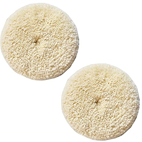 Sisha-A Wool Polishing Pads, 2 Pack 6 (150mm) Buffing Pads with Hook and Loop Back for Compound, Cutting & Polishing, 100% Natural Wool, Thick and Aggressive