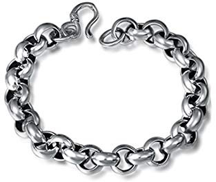 Daesar 925 Silber Armband Männer 10 MM Erbskette Armband 8.2 Inch Armband Silber Bettelarmband