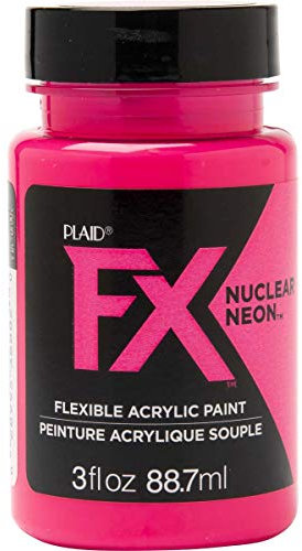 PlaidFX Flexible Neonfarbe, ideal für biegsame Oberflächen und Cosplay-Kostüme, reißt nicht und schält sich nicht ab, hinterlässt keine Kleber, langlebig, 85 ml, Killer Pink