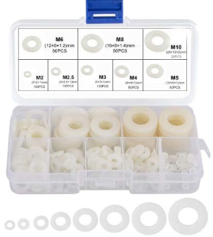 beihuazi® Unterlegscheiben Kunststoff Beilagscheiben 520Stk Nylon Distanzscheiben M2 M2.5 M3 M4 M5 M6 M8 M10 Scheiben für Heimwerker Motorrad Türen Modellbau
