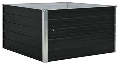Goliraya Hochbeet Pflanzbeet Kräuterbeet Blumentopf Blumenkasten Blumenkübel Metall Gartenbeet Frühbeet Garten Blumenhochbeet für Terrasse & Garten 100×100×45 cm Verzinkter Stahl Anthrazit