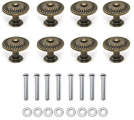 YFaith 8 Pièces Boutons de Meubles,Bouton Antique,Bouton D'armoire Vintage,Boutons de Commode Vintage,Avec Vis Pour Armoire Tiroir Porte Placard Penderie(Bronze)