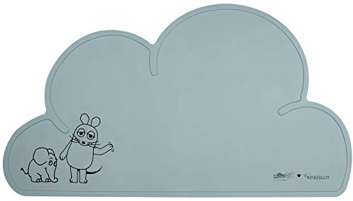 Kindsgut Platzdeckchen X Die Maus und der Elefant aus Silikon, Tischschutz, Wolkenform, Unterstützung am Esstisch, Aquamarin