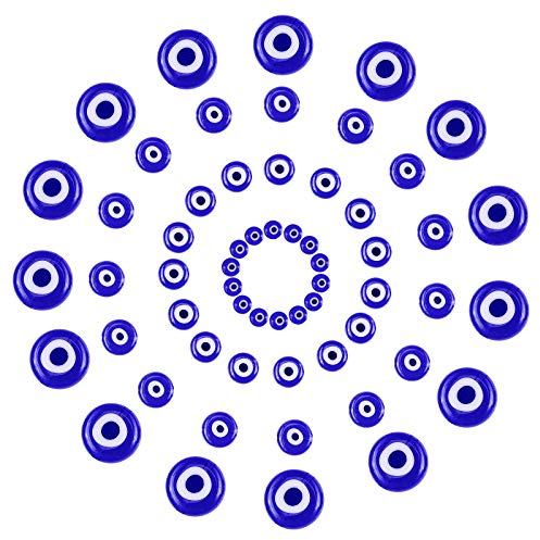 NBEADS 90 Stück Böses Auge Perlen, Lampwork Perlen Flache Runde Abstandshalter Perlen Blaues Auge Perlen Für Armbänder DIY-Schmuck Machen