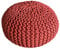 kreatives Wohnen Pouf Ø 55 cm Strickhocker Sitzpouf Bodenkissen Grobstrick-Optik extrahoch Höhe 37 cm Terracotta