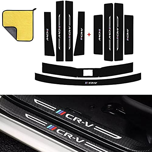 ENFILY 10Pcs Auto Carbon Fiber Tür Sill Kick Plates Protector +Rear Guard Plate for Honda CRV 2017-2023, Welcome Pedal, Scuff Guard Non-Slip Auto Styling Decoration Stickers Accessory