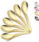 Gold Soup Spoon,Kyraton Titanium Gold Plated Stainless Steel Thick Heavy-Weight Table Spoons,Dishwasher Safe(6 Pieces)