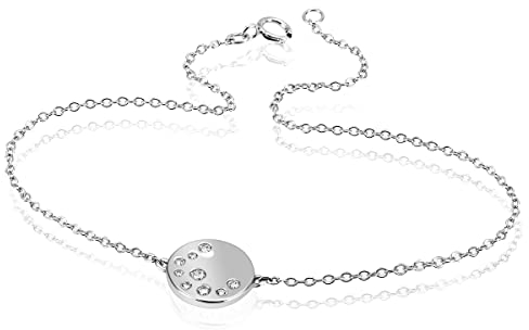 goldmaid Damen -Armband 925 Sterlingsilber 9 Zirkonia weiß Ankerkette 18 cm
