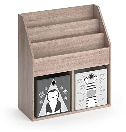 Vicco Kinderregal Sonoma Luigi mit 2 Faltboxen Opt.2-72x79x31 cm hergestellt aus Spanplatte - Bücherregal für Familien mit Kids, Cleveres Möbel für kreative Spielstunden