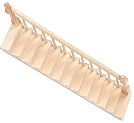 Puppenhaus-Treppe, 32,5 x 6,7 cm, glänzend, abgerundete Ecken, Birkenmaterial, Mini-Holz-Puppenhaus-Treppe, Vivd Niedlich für Geburtstagsgeschenk zum Basteln (rechte Armlehne)