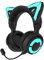 YOWU RGB Cat Ear Headphone 4, Upgraded Wireless & Wired Gaming Headset with Attachable HD Microphone -Active Noise Reduction, Dual-Channel Stereo & Customizable Lighting and Effect via APP (Black)