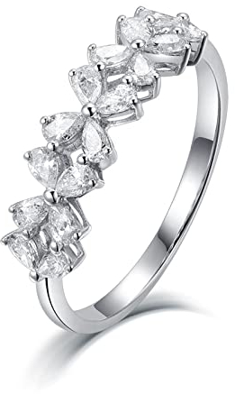 Skcess 14K Ring Verlobungsring Damen 14 Karat Weißgold, Engagement Ring Silber Vierblättriges Kleeblatt Diamant Verlobungsringe Größe 63 (20.1)