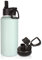 Volhoply 1 Liter Trinkflasche Edelstahl mit Strohhalm,Doppelwandig Vakuum Isolierte Thermosflasche mit 2 Deckeln,1L Metall Auslaufsicher Water Bottle Thermoskanne für Sport,Outdoor (Nebel Blau,32 OZ)