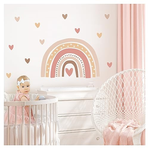 Little Deco Wandsticker Regenbogen Boho Wandtattoo Herzen Kinderzimmer Wandaufkleber Babyzimmer Wanddeko DL935-1