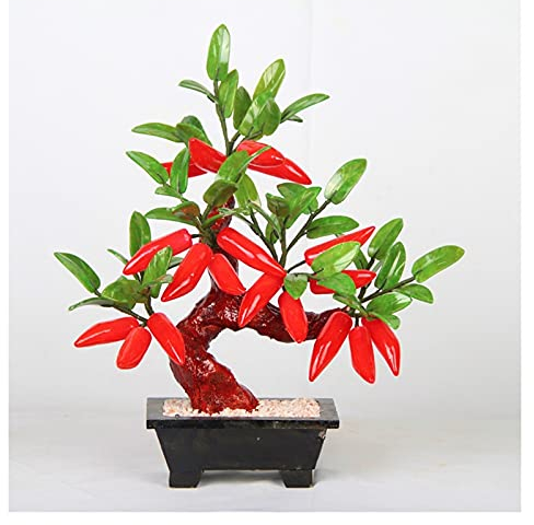 UNNS Kleiner Bonsai Gefälschte Pflanzen Künstliche Bonsai Baum Natürliche Jade Chili Baum Bonsai Wohnzimmer Home Dekorationen Eingang Kreative Jade Ornamente Künstliche Topfpflanzen