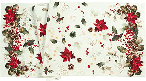 Sander Tischläufer Tara, 50 x 140 cm, White, Geblümt, Baumwolle