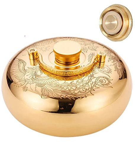 Große Wärmflasche 3L/2L/1L Metall Bettflasche Auslaufsicher, Klassisch Messing Wärmflaschen Mit Bezug (Color : Art Craft, Size : XXL)