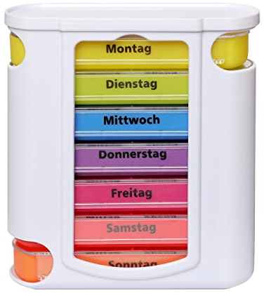 Tablettenbox Pillendose Pillenbox M8 Medikamentenbox Medikamentendosierer Wochendosierer von VABIONO