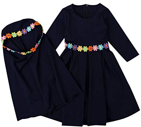 Muslimisch gestickte Lange Abaya Mädchen Baby Hijab islamische Lange Ärmeln mit Kleid Mädchen Kleidung & Rock Umstandskleid Kurz