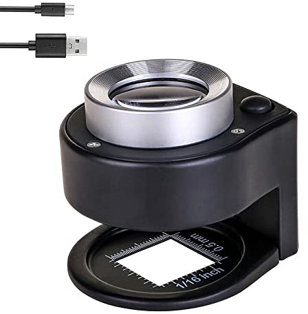 Bysameyee 30X Beleuchtete Lupe Juwelier Lupe, 6 Lichter Desktop Metall Tragbare Faltwaage Augenschlaufe für Textil Optische Schmuck Werkzeugmünzen Währungsstempel Edelsteine (Wiederaufladbar)