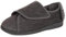 HomeTop Men's Corduroy Slippers Comfy Adjustable Hook and Loop Memory Foam Wide Indoor House Shoes for Diabetic Swollen Feet Dark Grey, 10 UK