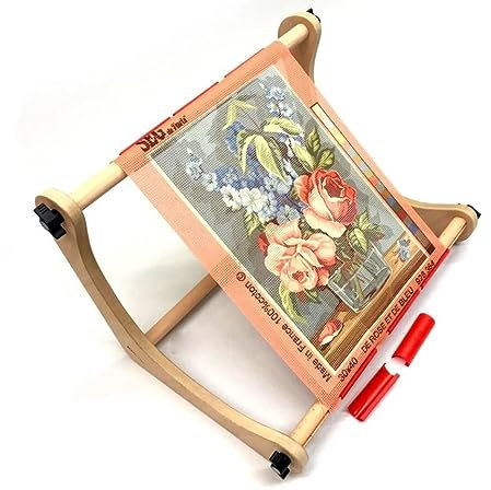Nurge Verstellbarer Stickerei-Tischständer, Kreuzstich-Ständer für Schoß oder Tischplatte, Kreuzstich oder Wandteppich, Stickrahmenhalter Handpoliertes Naturholz 190-3 (Stange 30 cm)