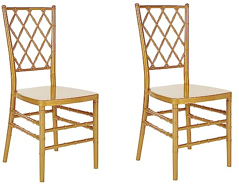 Beliani Esszimmerstuhl 2er Set Kunststoff Gold Bambus-Optik Retro Design Stuhl Clarion