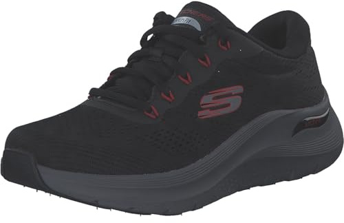 Skechers Herren-Sneaker, Schwarzes Mesh-Synthetik-roter Besatz, 39.5 EU