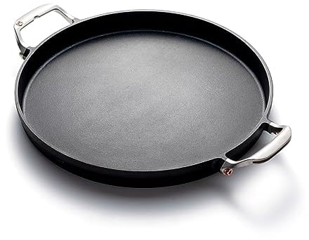 OUTSET Grill Paella e piatto profondo pizza padella, ghisa BBQ Pan con manici, 46,1 x 35,8 x 5,5 cm