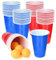 SUNYIWJIE Beer Pong Set 22pcs 16oz Plastic Party Cups with 4 Ping Pong Balls for Party Games(Red-Blue)