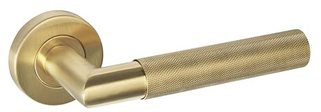 Access Hardware Satin Brass Knurled Door Handles on Rose