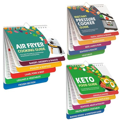 KULSUM Air Fryer Cookbook Magnetic Cheat Sheet - Air Fryer Cheat Sheet Magnets Cooking Guide Booklet, Cookbooks Air Fryer Accessories Oven Cooking Pot Temp Guide Kitchen Conversion (3PCS)
