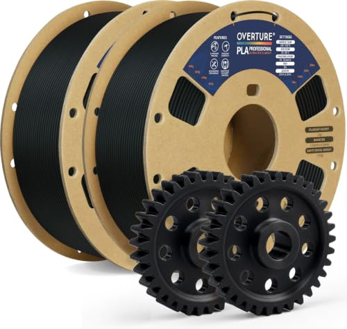 OVERTURE 2KG Bundle PLA Plus (PLA+) 3D Printer Filament 1.75mm, Black*2 | Stronger & More Durable, 4X Tougher Than Basic PLA, High Quality for Prints, Fits Most FDM Printers (Black*2)