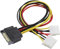 OOBRAN Cables 4 Pin Molex to Dual SATA Power Y-Cable Adapter 15pin Sata LP4 Moles - 18cm