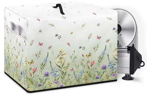 NETILGEN Meat Slicer Machine Cover Electric Appliance Cover for Home Kitchen Use, Cheese Bread Slicer Cover Washable Rectangular Protective Cover for Women Gift, Floral Green