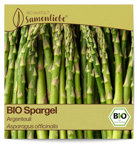 Samenliebe BIO Spargel Samen Gemüsesamen Argenteuil 80 Samen Gemüse Samen Garten Spargel Saatgut samenfeste mehrjährig Pflanzen für Garten und Freiland