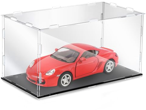 Singhoow Acryl-Vitrine 1:18 Modellautovitrine mit schwarzem Boden, transparenter Aufbewahrungsständer, Box für Auto-Spielzeug-Sammelstücke