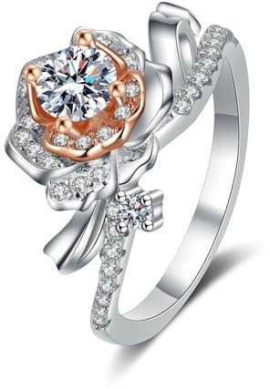 Whoiy 0.5ct Lab Diamant Verlobungsring Damen Weißgold, Hochzeit Ringe Echt Gold Luxus 14kt Bandring Trauring 585 für Frauen, D, VVS1-VVS2, Gr. 61 (19.4)
