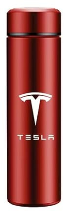 Auto Thermobecher für Tesla Model S 2012-2016, 500ML Thermosflasche 304 Edelstahl Reisebecher Isolier-Trinkbecher Dicht mit LED Temperaturanzeige für Hitze und Kälte Vakuum Isolierbecher