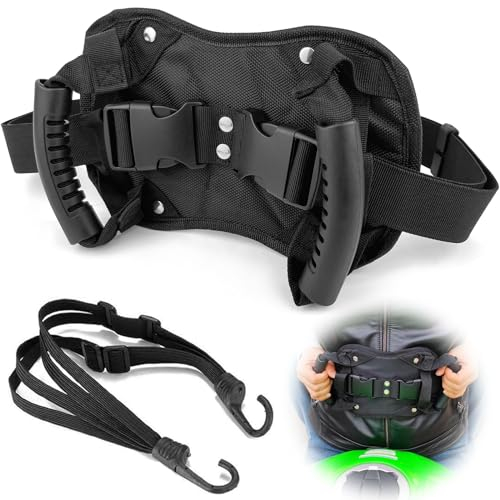GZjiyu 1 Stücke Sozius Haltegriff, Verstellbarer Motorrad Sicherheitsgurt Sozius für Roller, Fahrrad, Motorrad mit 1 Stücke 58 cm Motorrad-Bindegürtel