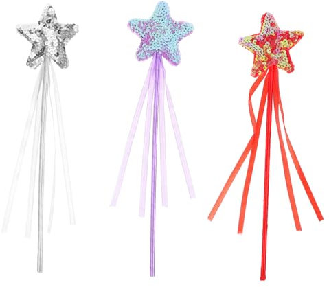 BESTonZON 3St Zauberstab Spielzeug für Kinder Glitzer-Fee-Stick Zauberstäbe für Kinder Sternenfee -Feenstäbe Fairy Wand Kinderkleider Feenstab für Mädchen glänzender Sternenstab Plastik