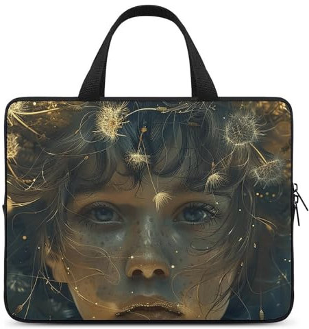 FHPCE Laptop-Umhängetasche 10 Zoll Laptoptasche Computertasche Pusteblume Mädchen Kunst Messenger Bag für Unisex, Pusteblume Mädchen Kunst, 10 Zoll