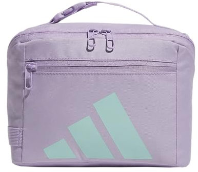 Adidas Affiliate - Lonchera con asa, lonchera bento aislada para mujeres y hombres, morado ciruela en polvo/rosa transparente/azul aguamarina semiflash, talla única, bolsa de almuerzo con asa, caja